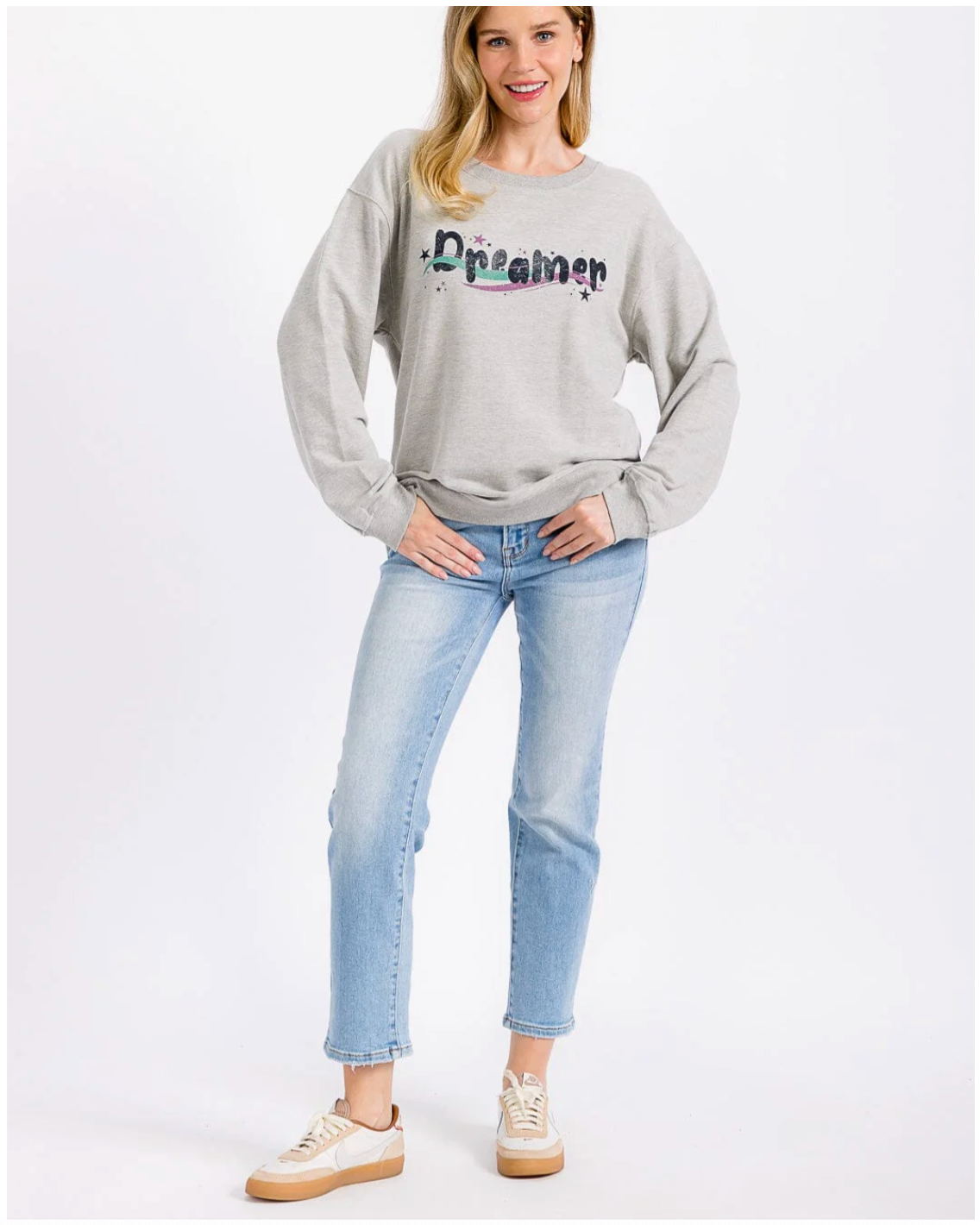 "Dreamer" Graphic Pullover Sweater