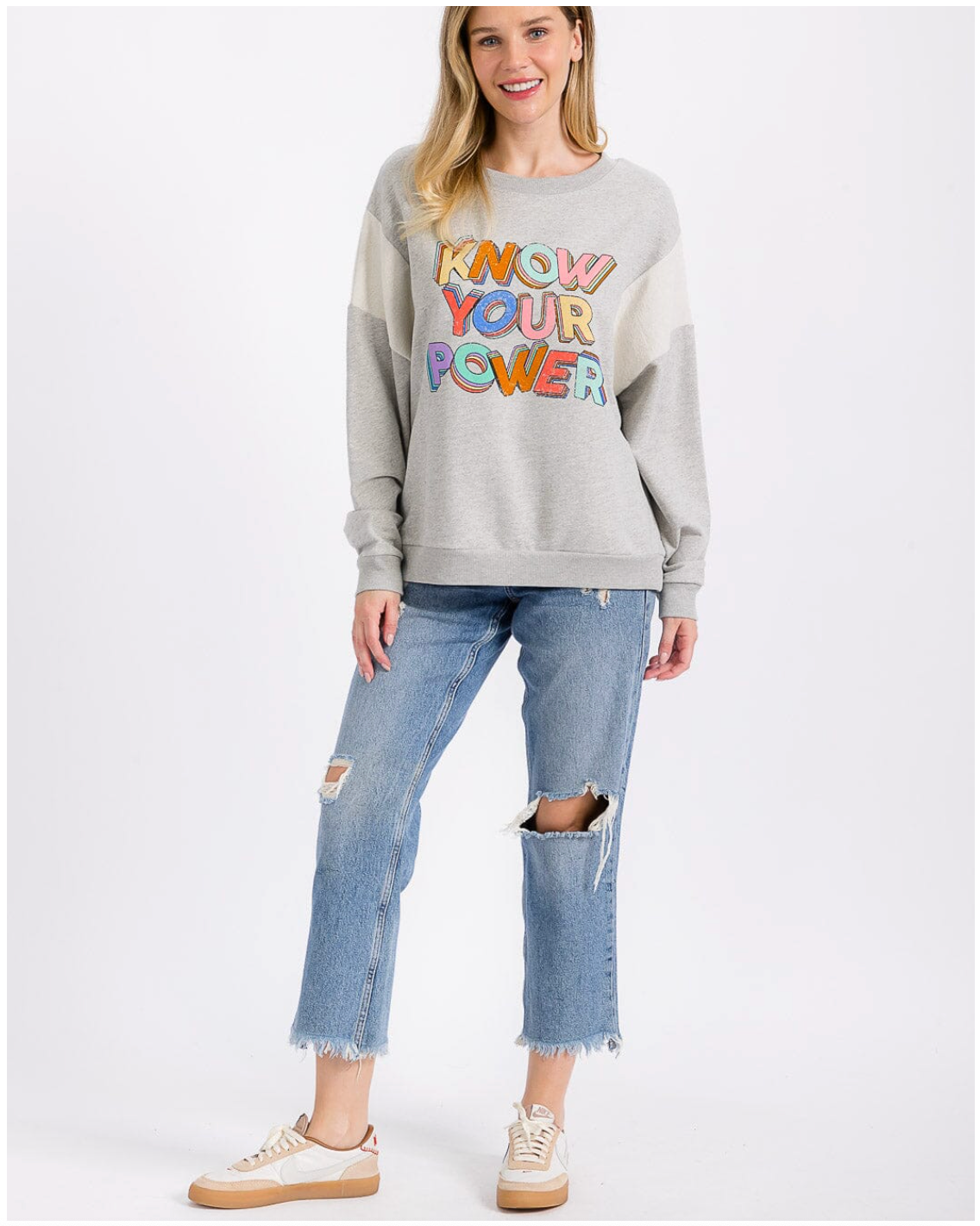 "Know Your Power" Graphic Pullover Sweater